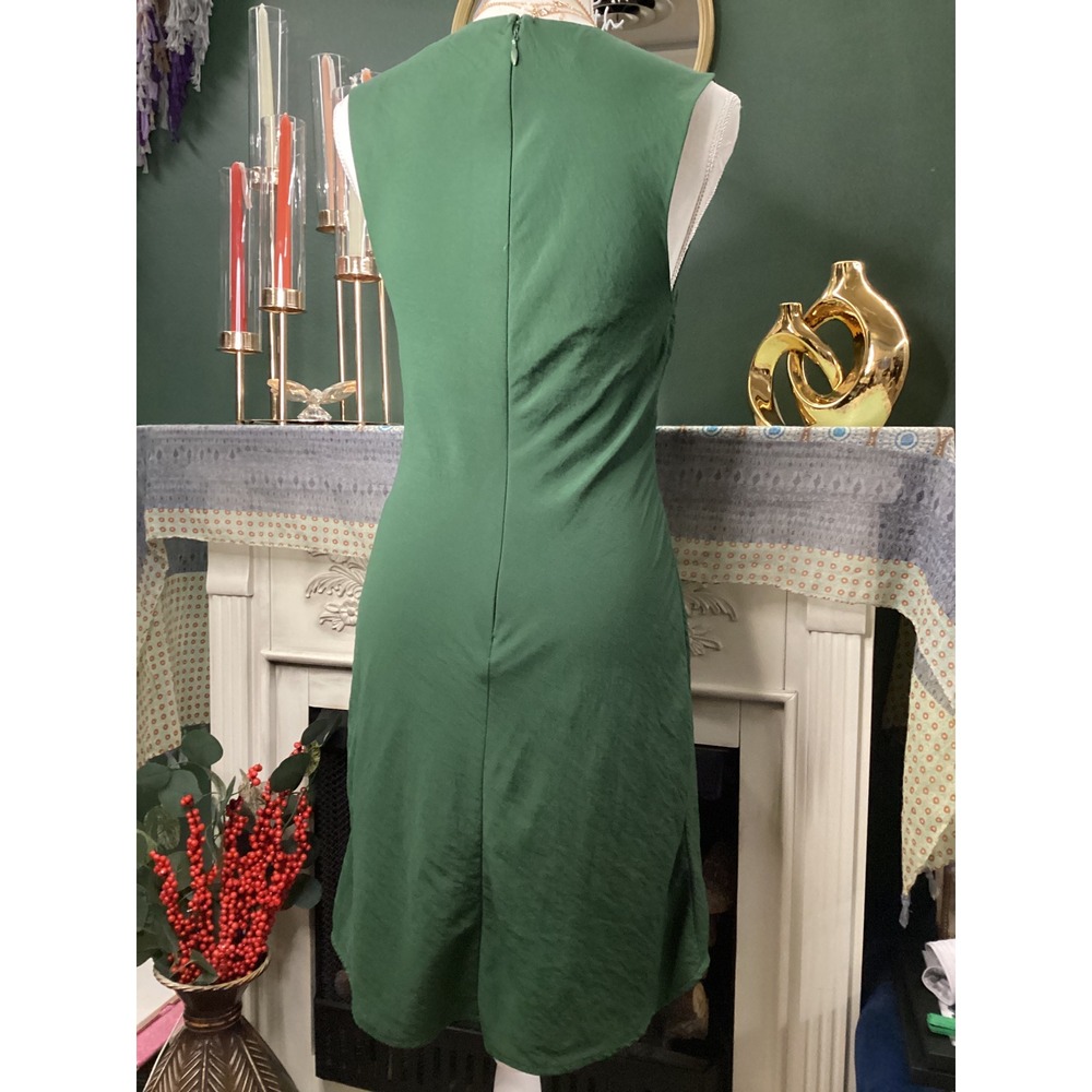 Abercrombie‎ & Fitch Green V-Neck Knot Front Mini Dress Size Small Tall ST - Picture 3 of 5